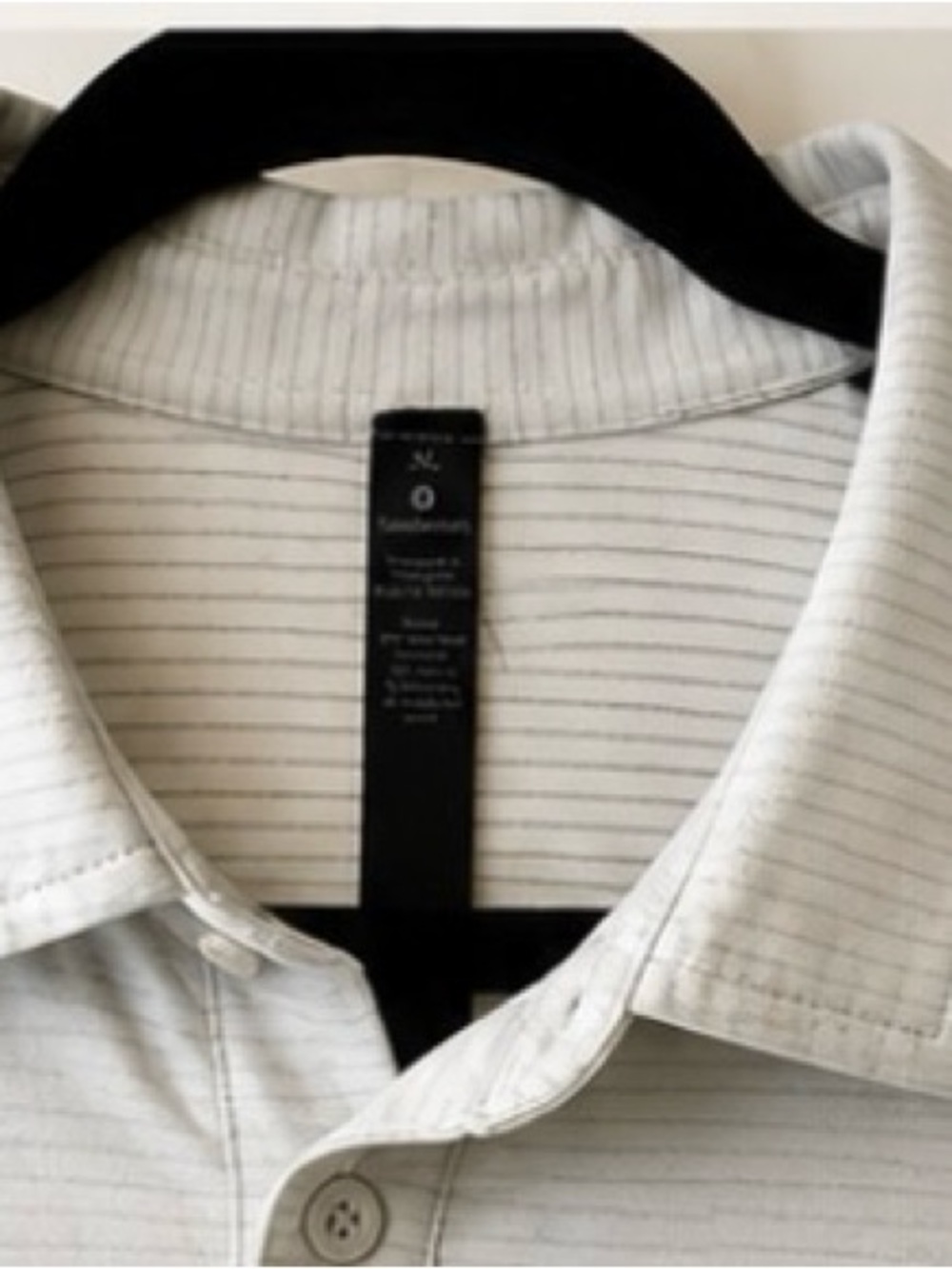 Lululemon Men’s Polo Shirt XL Light Grey Striped Performance Golf Shirt - Picture 4 of 5
